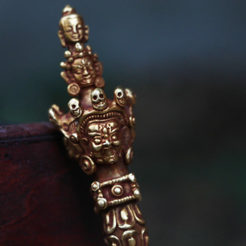 Buddha Stones, handgefertigt, klein, Nepal, Vajra, Dorje, Stärke, Kupfer, Metall, Dekoration