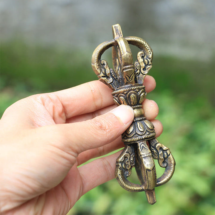 Buddha Stones, handgefertigt, Nepal, fünf Zinken, Vajra, Dorje, Kupfer, Metalldekoration