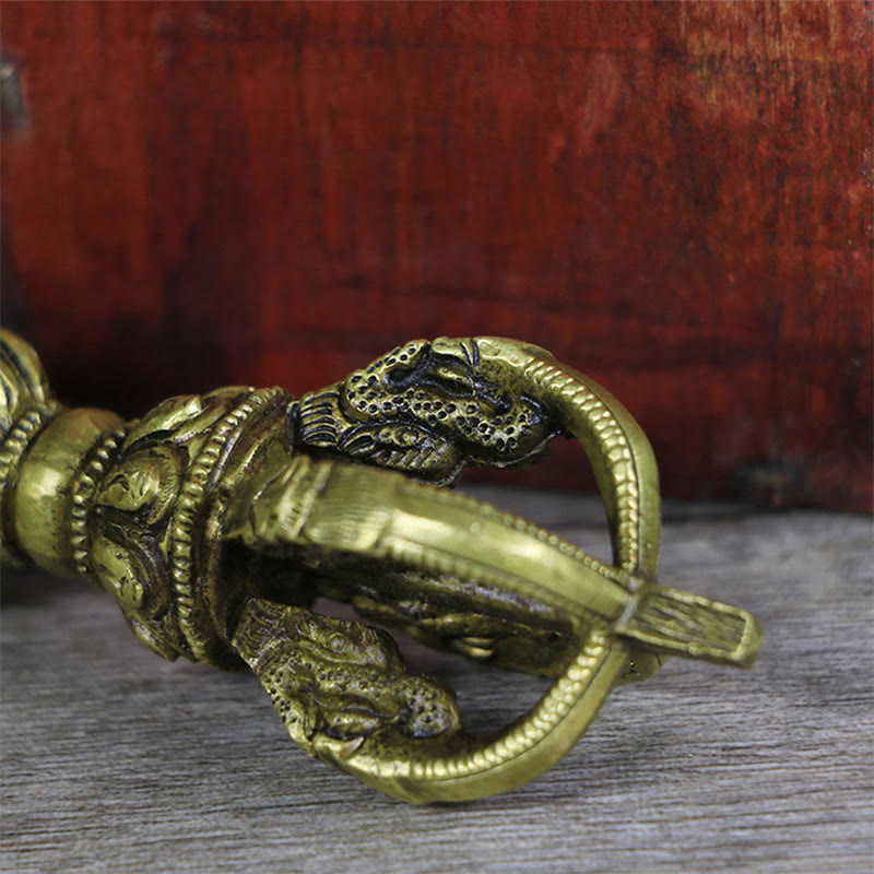 Buddha Stones, handgefertigt, Nepal, fünf Zinken, Vajra, Dorje, Kupfer, Metalldekoration