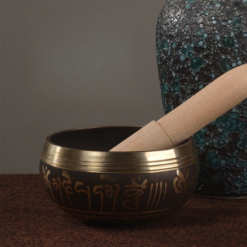 Buddha Stones Handgefertigtes Klangschalen-Set mit Buddha-Augen-Motiv und Schriftzeichen für Heilung und Meditation - image 8