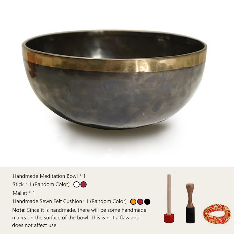 Buddha Stones Handgefertigtes nepalesisches Klangschalen-Set mit schlichtem Muster für Heilung und Meditation - 11,42-11,81 Zoll (29-30 CM) - image 10