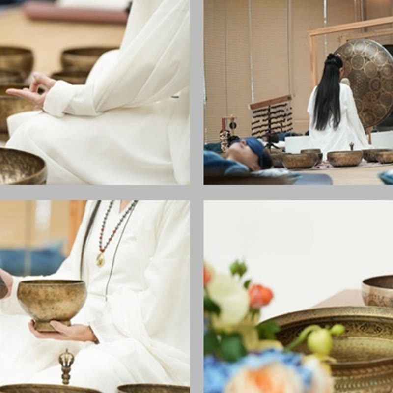 Buddha Stones Handgefertigtes nepalesisches goldenes Klangschalen-Set für Heilung und Meditation - image 21