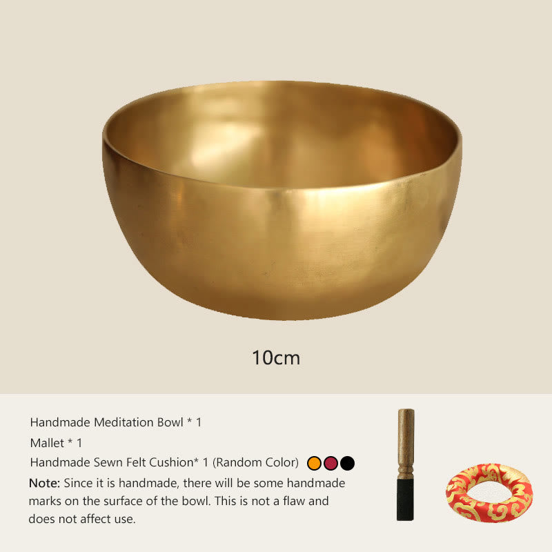 Buddha Stones Handgefertigtes nepalesisches Klangschalen-Set aus Gold – schlichtes Design für Heilung und Meditation - 3,94 Zoll (10 CM) - image 1