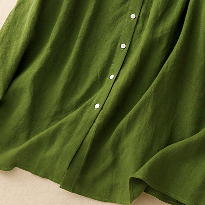 Buddha Stones Sommer-Strickjacke, schlicht, mit Schnürung, Knopfleiste vorne, Revers, ärmellos, Baumwolle, Midikleid - image 12