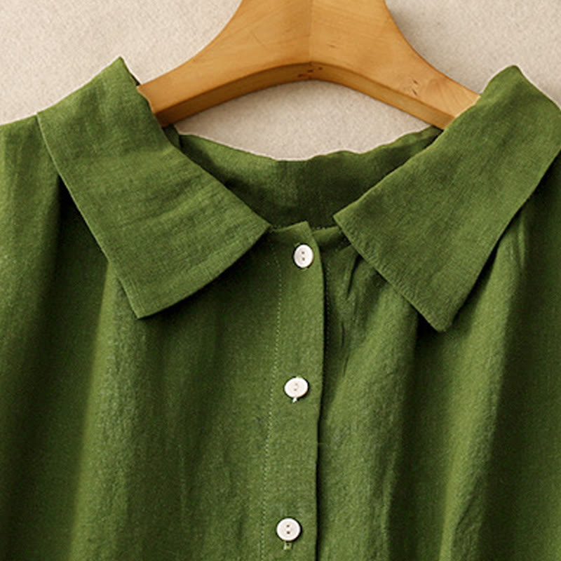 Buddha Stones Sommer-Strickjacke, schlicht, mit Schnürung, Knopfleiste vorne, Revers, ärmellos, Baumwolle, Midikleid - image 9