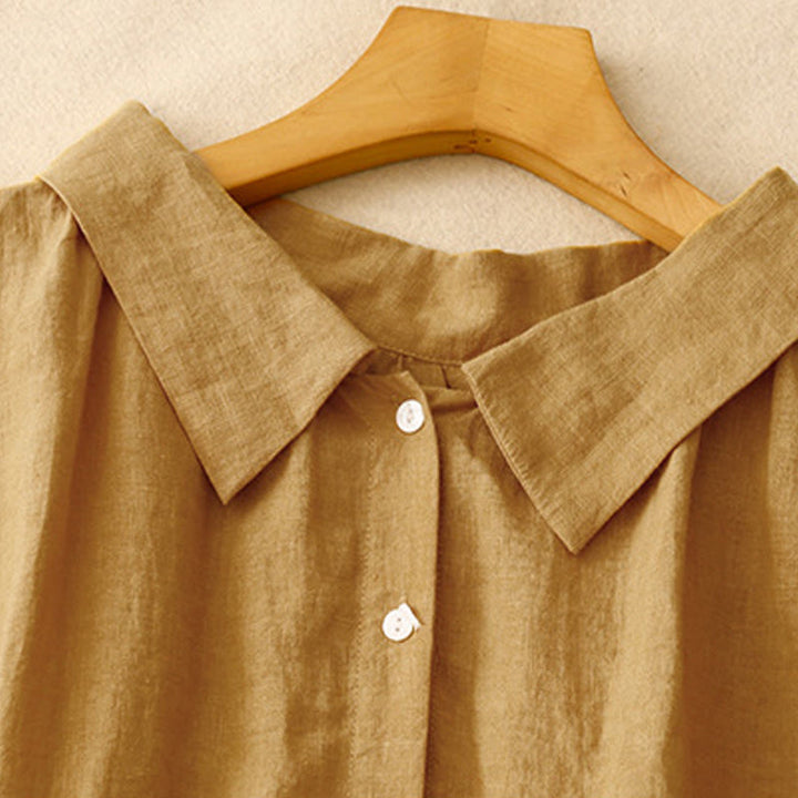 Buddha Stones Sommer-Strickjacke, schlicht, mit Schnürung, Knopfleiste vorne, Revers, ärmellos, Baumwolle, Midikleid - image 2