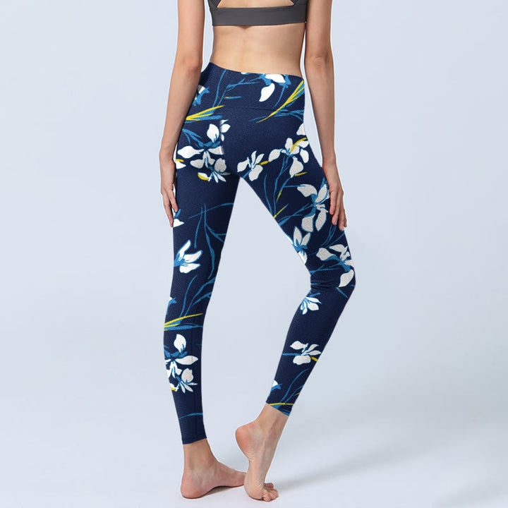 Buddha Stones Weiße Blütenblätter Musterdruck Gym Leggings Damen Yogahose - image 4