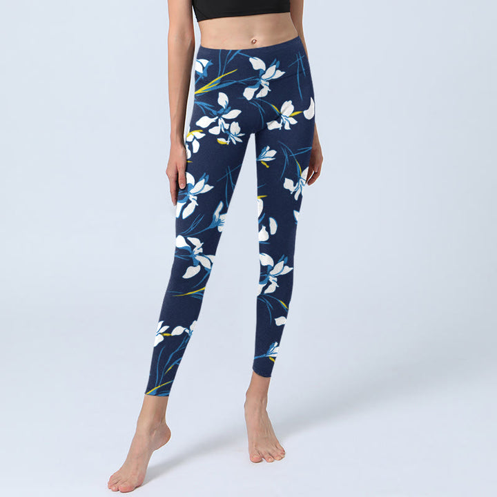 Buddha Stones Weiße Blütenblätter Musterdruck Gym Leggings Damen Yogahose - image 6