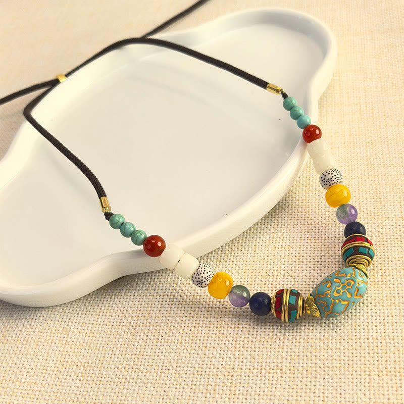 Buddha Stones, tibetische handgefertigte türkisfarbene Perlen, Balance-Halskettenanhänger - Türkis - image 0
