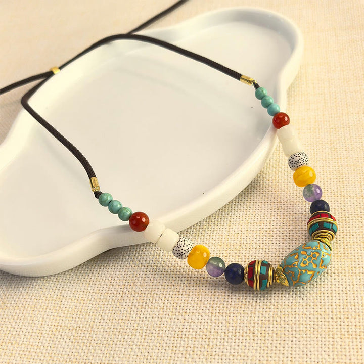Buddha Stones, tibetische handgefertigte türkisfarbene Perlen, Balance-Halskettenanhänger - Türkis - image 0