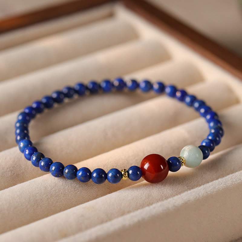 Buddha Stones, kleine Lapislazuli-Achat-Perlen, ultradünn, positives Armband - image 2
