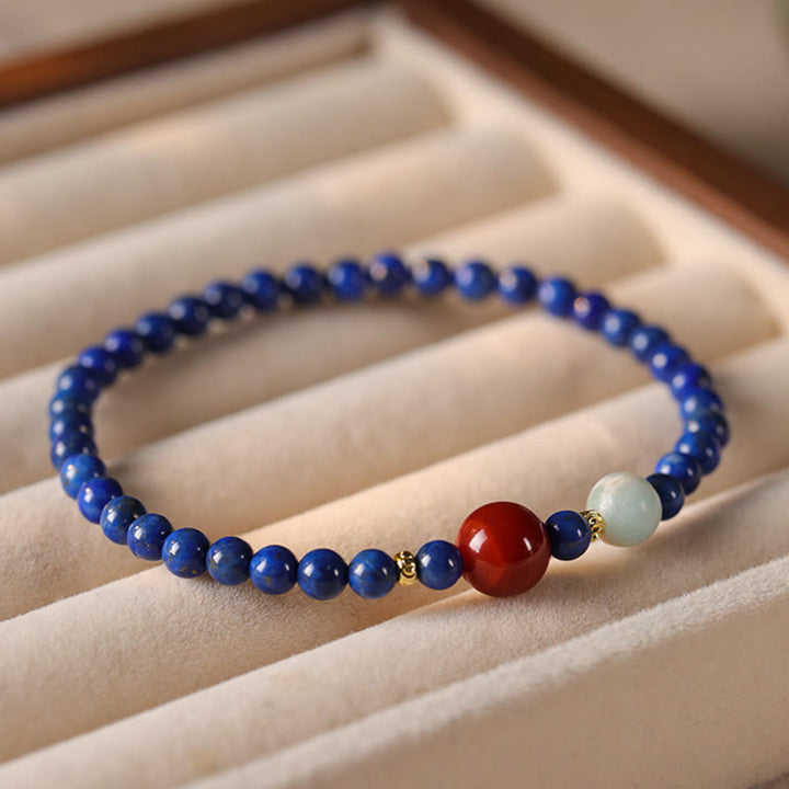 Buddha Stones, kleine Lapislazuli-Achat-Perlen, ultradünn, positives Armband - image 2