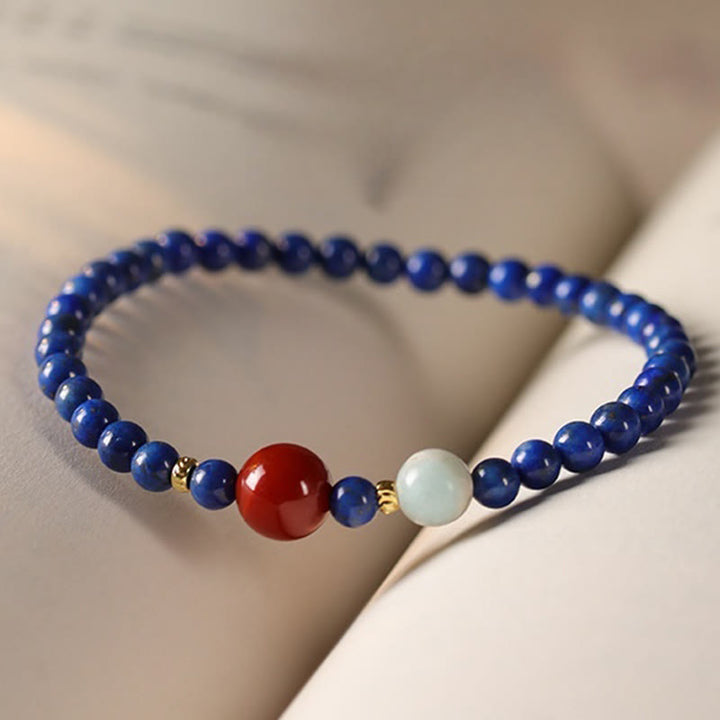 Buddha Stones, kleine Lapislazuli-Achat-Perlen, ultradünn, positives Armband - image 3