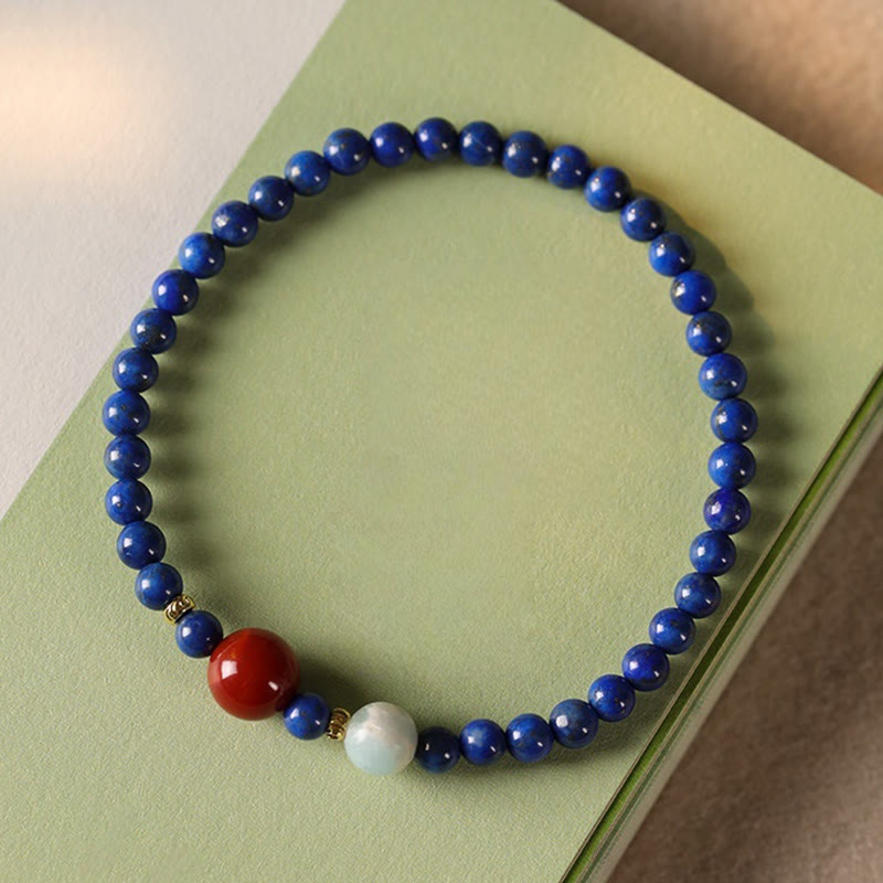 Buddha Stones, kleine Lapislazuli-Achat-Perlen, ultradünn, positives Armband - image 8