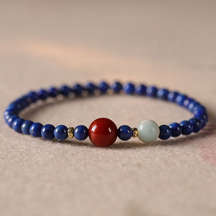 Buddha Stones, kleine Lapislazuli-Achat-Perlen, ultradünn, positives Armband - image 0