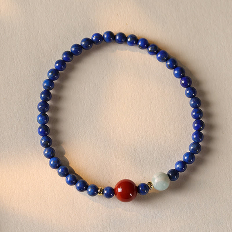 Buddha Stones, kleine Lapislazuli-Achat-Perlen, ultradünn, positives Armband - image 1