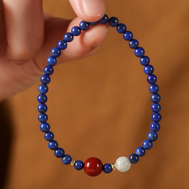 Buddha Stones, kleine Lapislazuli-Achat-Perlen, ultradünn, positives Armband - image 6
