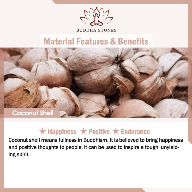 Buddha Stones, tibetische handgefertigte Kokosnussschale, Schima-Holz, tolle helle Mantra-Kupferperlen, Balance-Halskettenanhänger