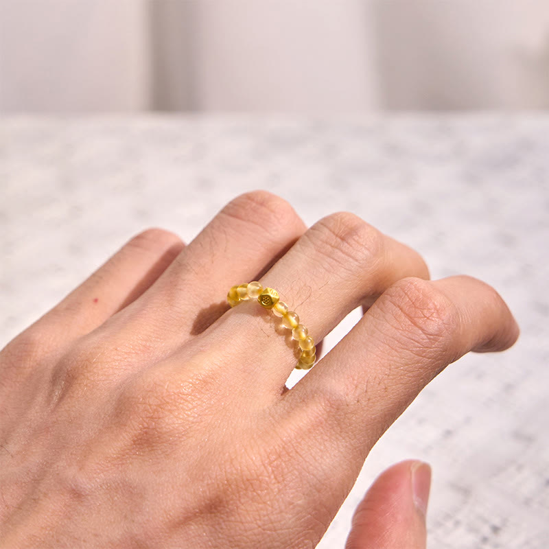 Buddha Stones 3mm Goldene Rutilquarzperlen Reichtum Elastischer Schnurring