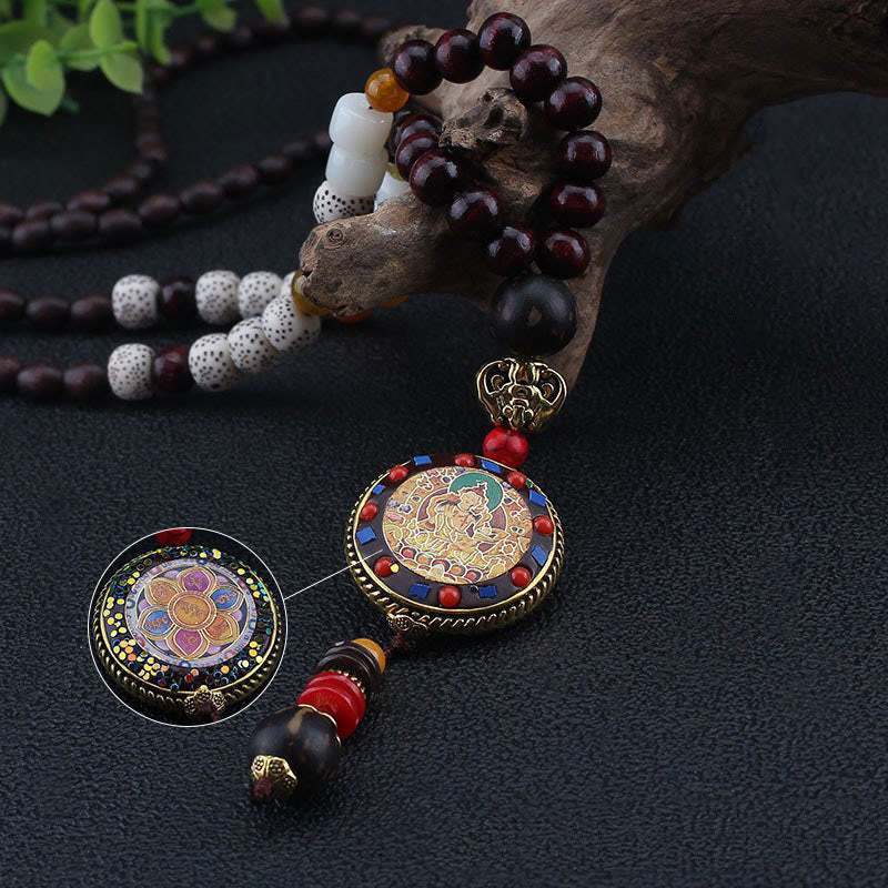 Buddha Stones, tibetische handgefertigte Holzperlen, Om Mani Padme Hum, Samantabhadra, Bodhisattva, Reinheit, Halsketten-Anhänger - image 5