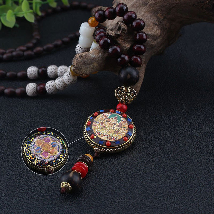 Buddha Stones, tibetische handgefertigte Holzperlen, Om Mani Padme Hum, Samantabhadra, Bodhisattva, Reinheit, Halsketten-Anhänger - image 5