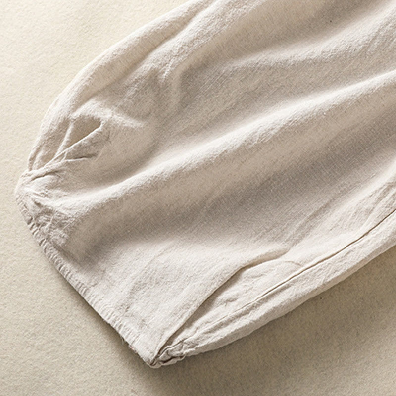 Buddha Stones Lässige Stickerei Damen-Haremshose aus Baumwolle und Leinen in den Größen 7–8 mit Taschen - image 12