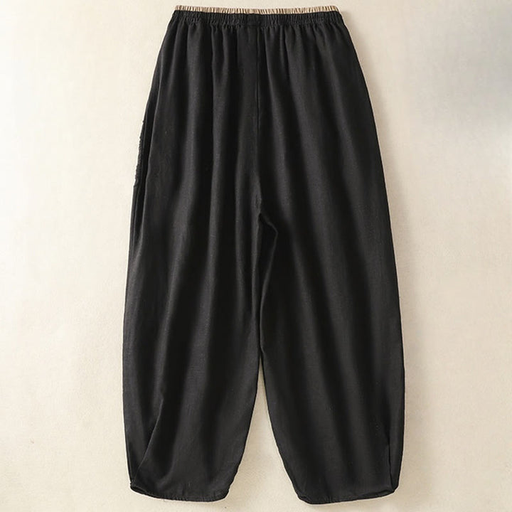 Buddha Stones Lässige Stickerei Damen-Haremshose aus Baumwolle und Leinen in den Größen 7–8 mit Taschen - image 30