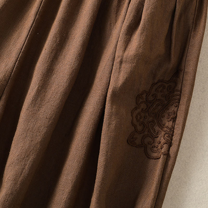 Buddha Stones Lässige Stickerei Damen-Haremshose aus Baumwolle und Leinen in den Größen 7–8 mit Taschen - image 27