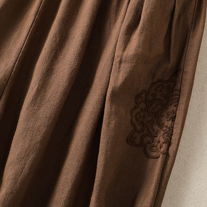 Buddha Stones Lässige Stickerei Damen-Haremshose aus Baumwolle und Leinen in den Größen 7–8 mit Taschen - image 27