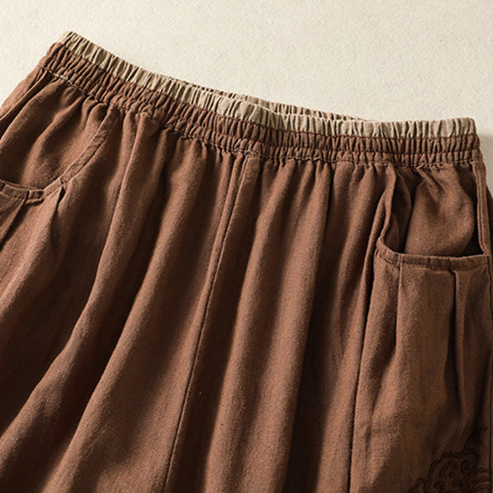 Buddha Stones Lässige Stickerei Damen-Haremshose aus Baumwolle und Leinen in den Größen 7–8 mit Taschen - image 26