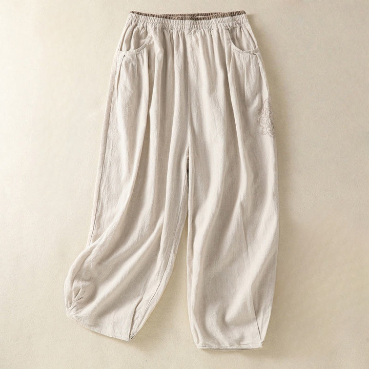 Buddha Stones Lässige Stickerei Damen-Haremshose aus Baumwolle und Leinen in den Größen 7–8 mit Taschen - Leinen - US 8-10, UK/AU 12-14, EU 40-42 (2XL) - image 6