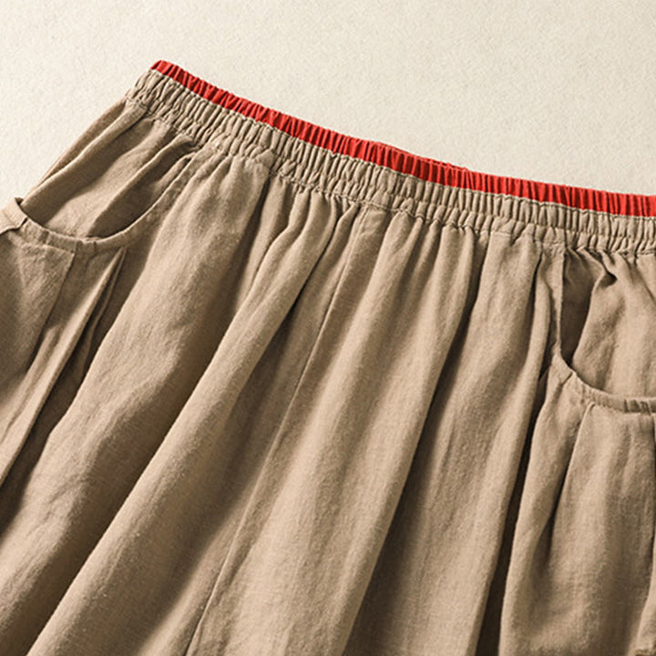 Buddha Stones Lässige Stickerei Damen-Haremshose aus Baumwolle und Leinen in den Größen 7–8 mit Taschen - image 2