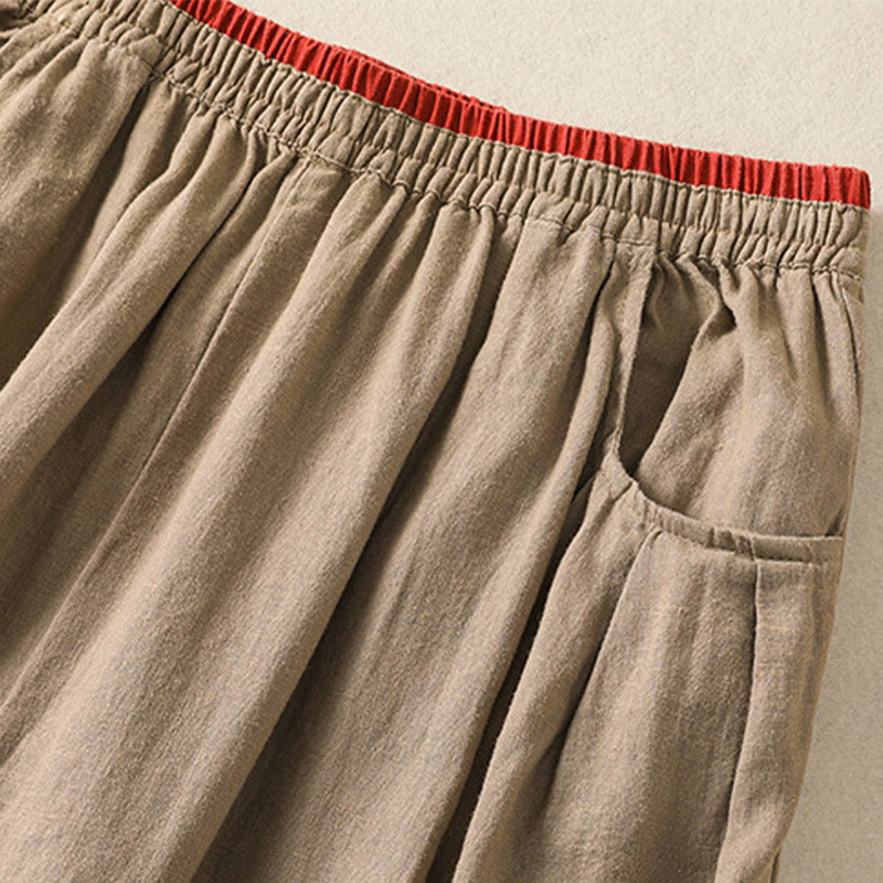 Buddha Stones Lässige Stickerei Damen-Haremshose aus Baumwolle und Leinen in den Größen 7–8 mit Taschen - image 3