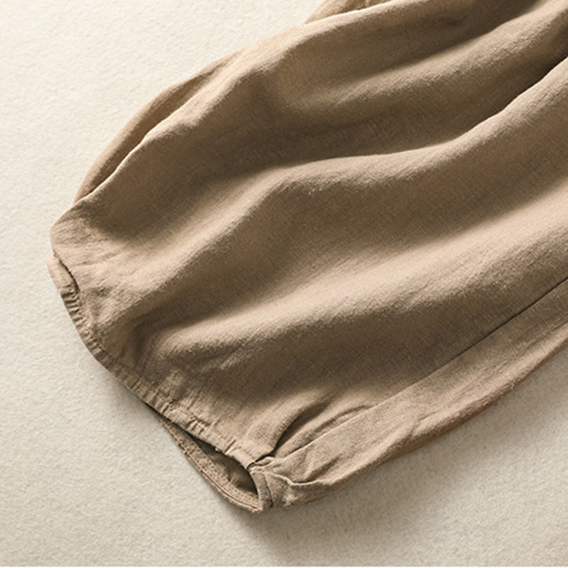 Buddha Stones Lässige Stickerei Damen-Haremshose aus Baumwolle und Leinen in den Größen 7–8 mit Taschen - image 5