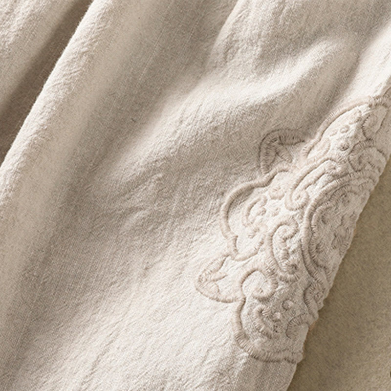 Buddha Stones Lässige Stickerei Damen-Haremshose aus Baumwolle und Leinen in den Größen 7–8 mit Taschen - image 11