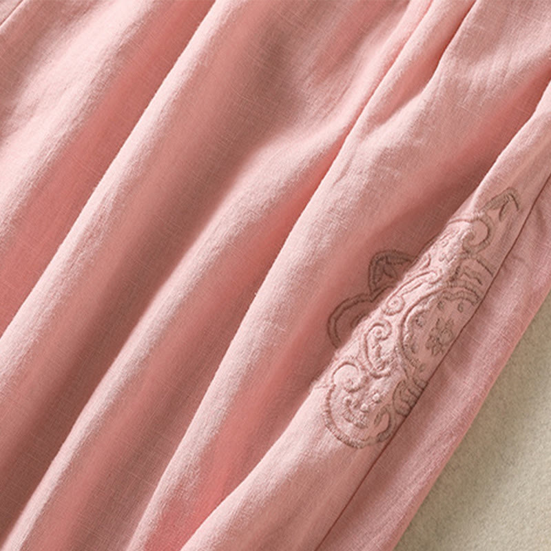 Buddha Stones Lässige Stickerei Damen-Haremshose aus Baumwolle und Leinen in den Größen 7–8 mit Taschen - image 21