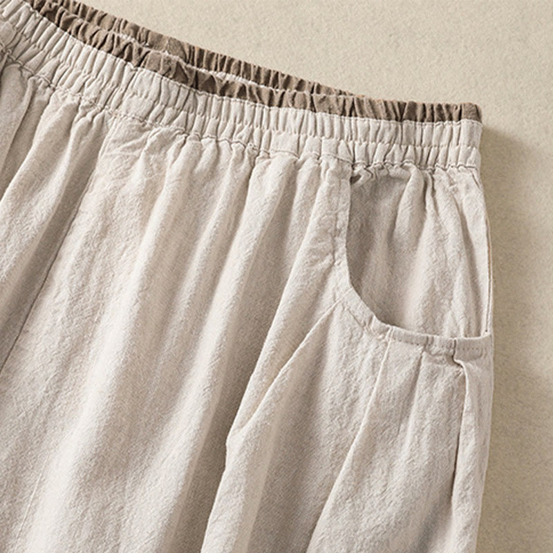 Buddha Stones Lässige Stickerei Damen-Haremshose aus Baumwolle und Leinen in den Größen 7–8 mit Taschen - image 9