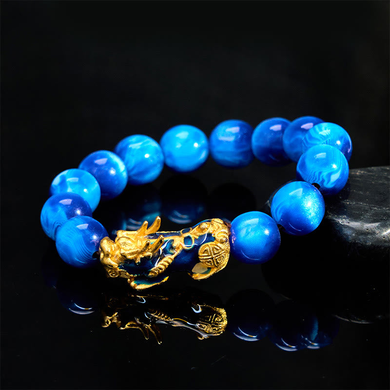 Buddha Stones, buntes Seeweiden-Farbwechsel-PiXiu-Armband mit positiver Heilung