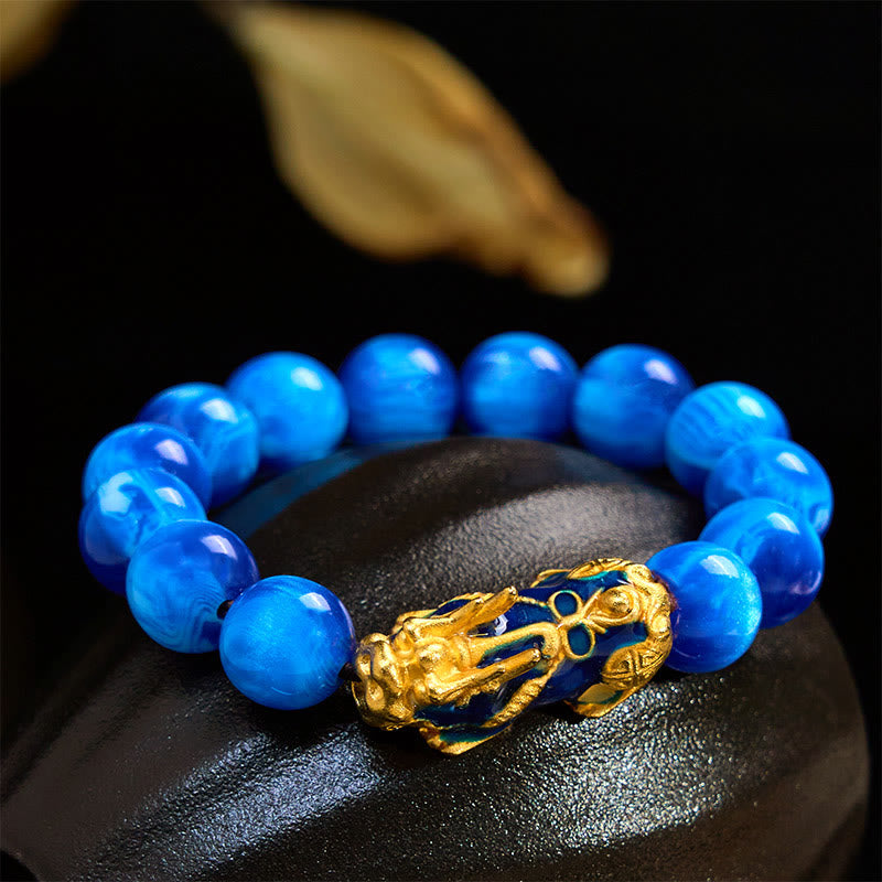 Buddha Stones, buntes Seeweiden-Farbwechsel-PiXiu-Armband mit positiver Heilung - 12 mm Blue Sea Willow (Handgelenkumfang 17-18 cm) - image 0
