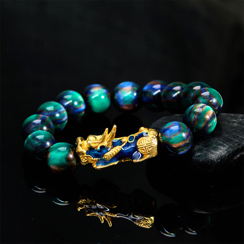 Buddha Stones, buntes Seeweiden-Farbwechsel-PiXiu-Armband mit positiver Heilung