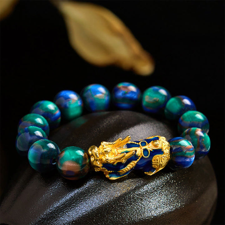 Buddha Stones, buntes Seeweiden-Farbwechsel-PiXiu-Armband mit positiver Heilung