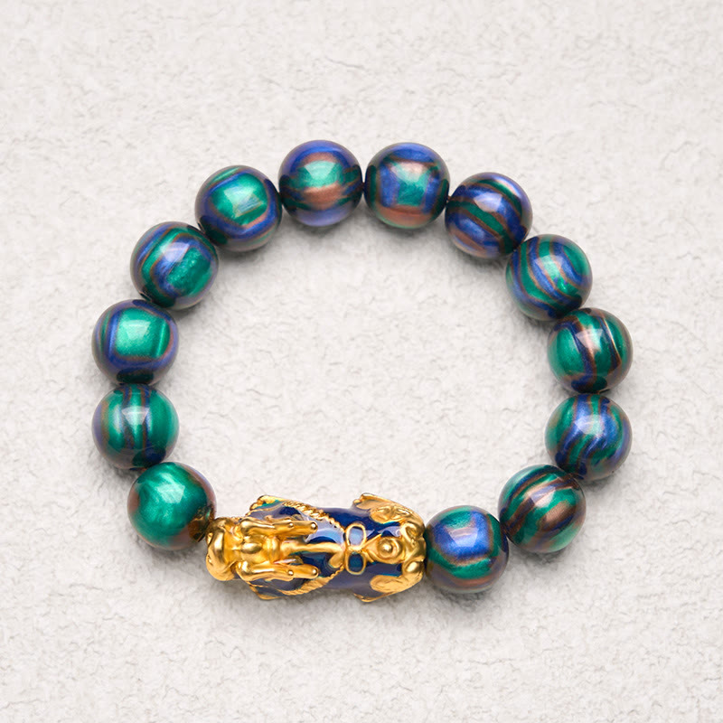 Buddha Stones, buntes Seeweiden-Farbwechsel-PiXiu-Armband mit positiver Heilung