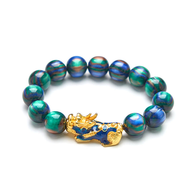 Buddha Stones, buntes Seeweiden-Farbwechsel-PiXiu-Armband mit positiver Heilung