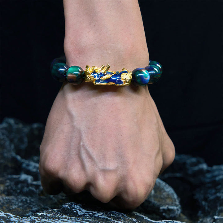 Buddha Stones, buntes Seeweiden-Farbwechsel-PiXiu-Armband mit positiver Heilung