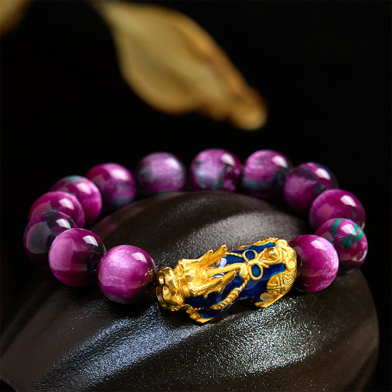 Buddha Stones, buntes Seeweiden-Farbwechsel-PiXiu-Armband mit positiver Heilung - 12 mm Lila Seeweide (Handgelenkumfang 17-18 cm) - image 5