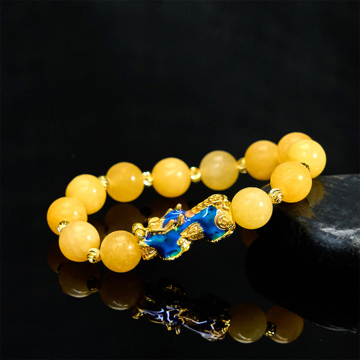 Buddha Stones Natürlicher Topas Farbwechsel PiXiu Reichtum Armband
