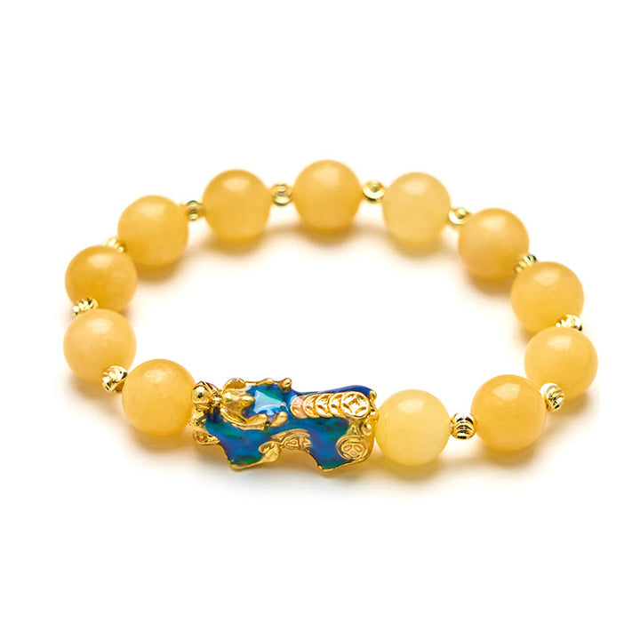 Buddha Stones Natürlicher Topas Farbwechsel PiXiu Reichtum Armband