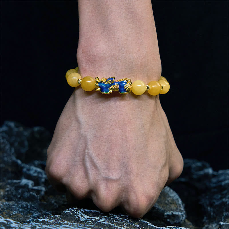 Buddha Stones Natürlicher Topas Farbwechsel PiXiu Reichtum Armband