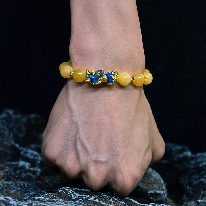 Buddha Stones Natürlicher Topas Farbwechsel PiXiu Reichtum Armband