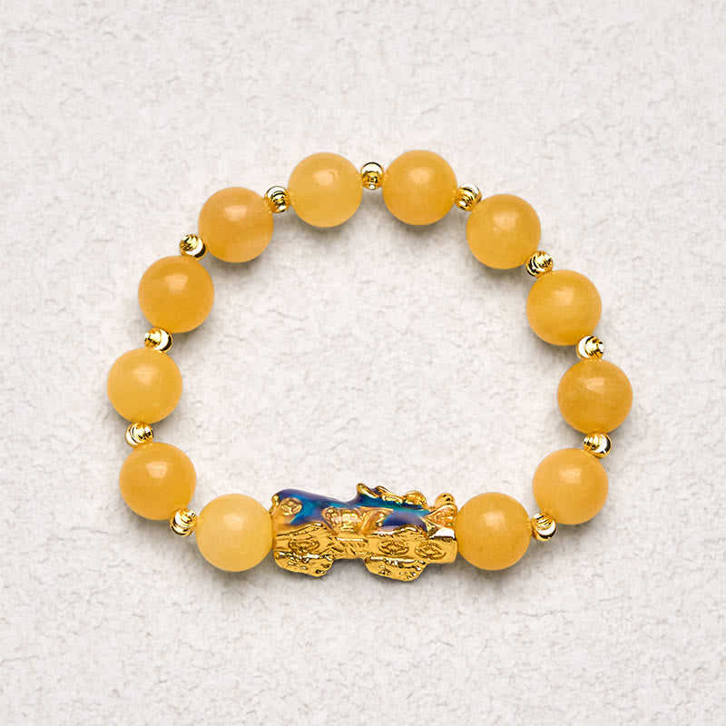 Buddha Stones Natürlicher Topas Farbwechsel PiXiu Reichtum Armband